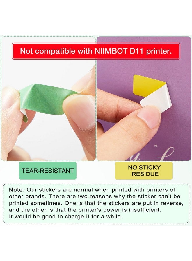 مارسبارك 1920 قطعة من ملصقات طباعة الملصقات من ورق الملصقات المغلف البديل المتوافق مع طابعة الملصقات المحمولة D30، 160 ملصقًا/لفافة، 12 × 40 مم، ملونة - Image 2