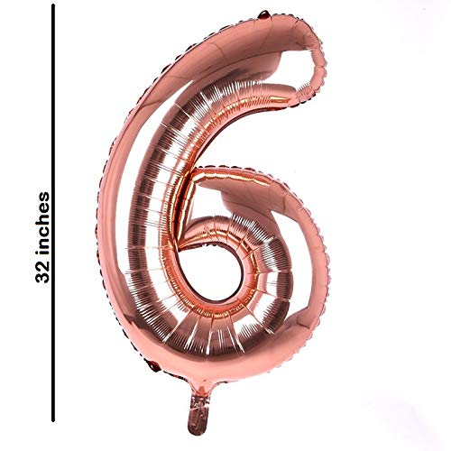 Krisah® 6 Number Foil Balloon(XL SIZE) 32 inches Rose Gold Color (6) - Image 2