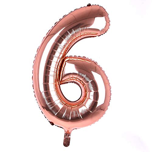 Krisah® 6 Number Foil Balloon(XL SIZE) 32 inches Rose Gold Color (6) - Image 1