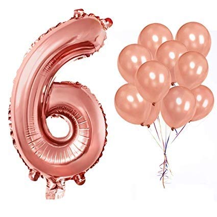 Krisah® 6 Number Foil Balloon(XL SIZE) 32 inches Rose Gold Color (6) - Image 3