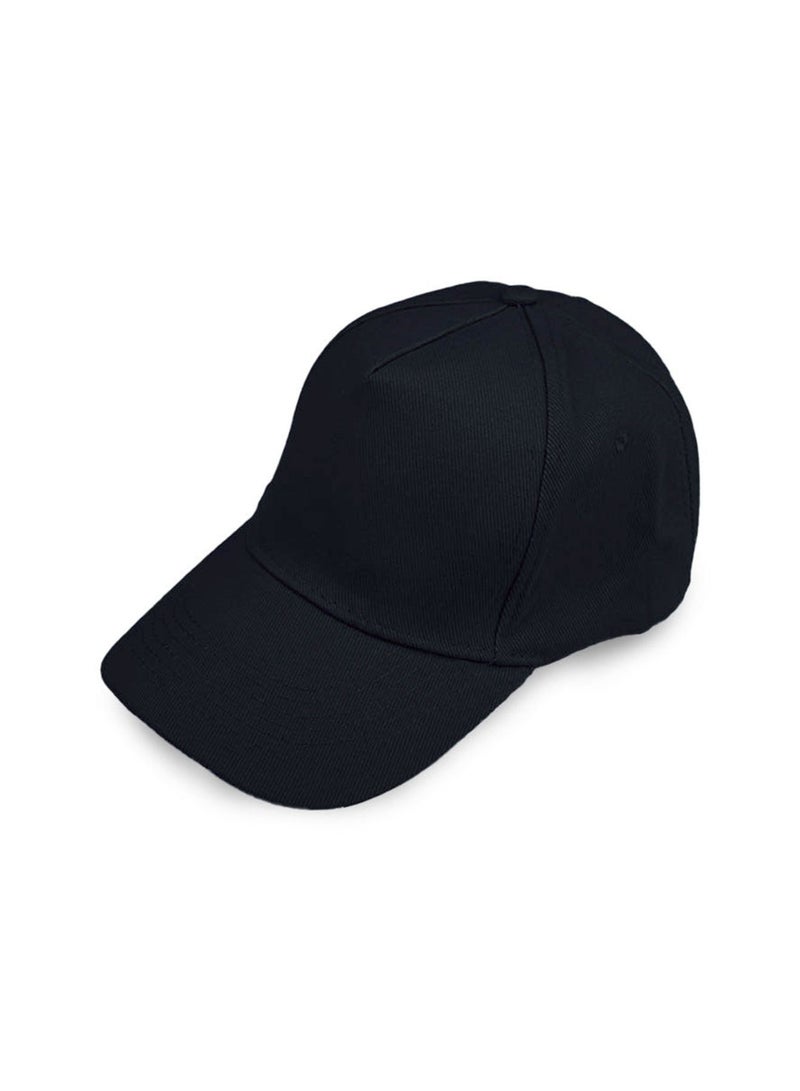 Plain Black Cap for Men and Women, Cotton, Adjustable Buckle - Image 2
