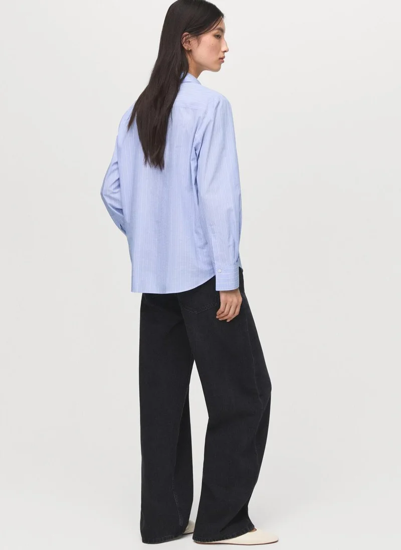 MANGO Cotton and lyocell blend straight shirt