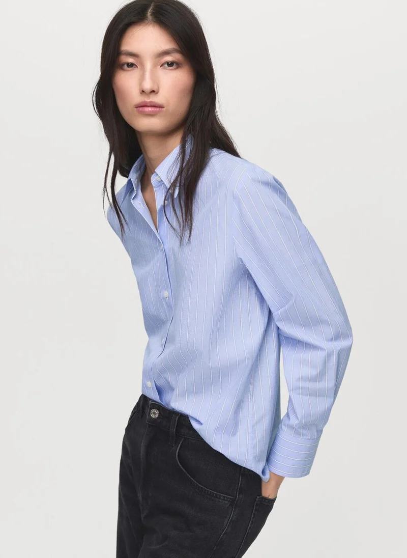 MANGO Cotton and lyocell blend straight shirt