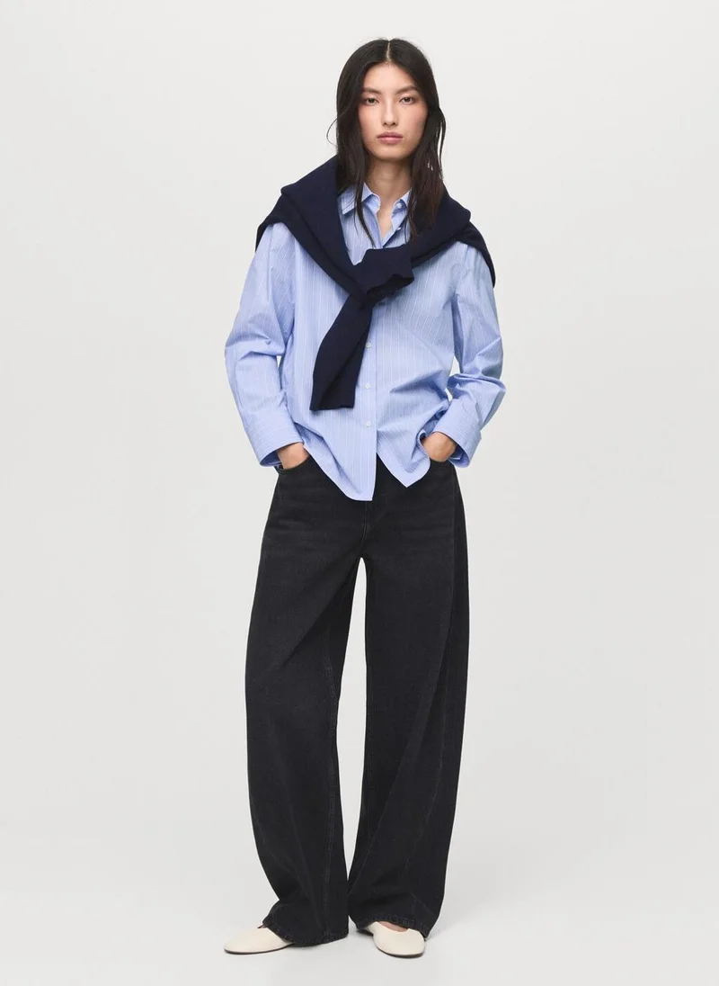 MANGO Cotton and lyocell blend straight shirt