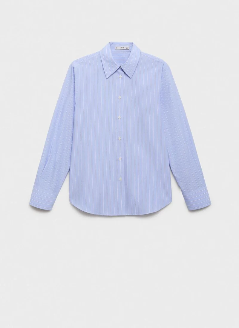 MANGO Cotton and lyocell blend straight shirt