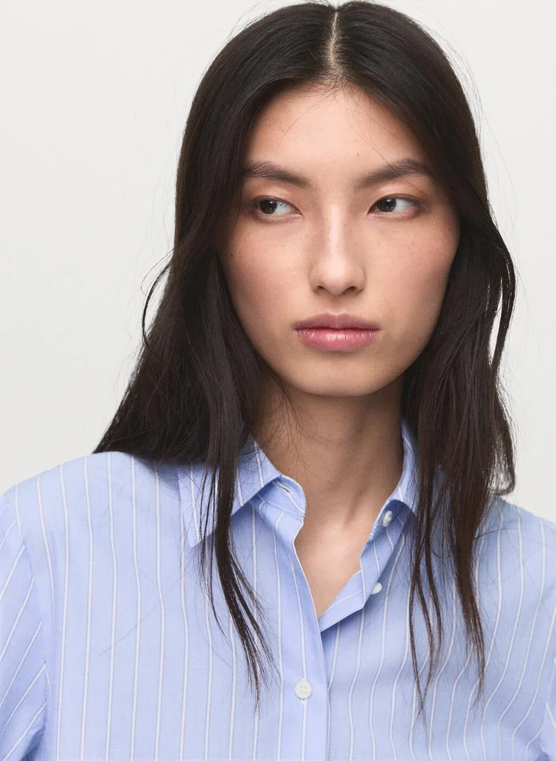 MANGO Cotton and lyocell blend straight shirt