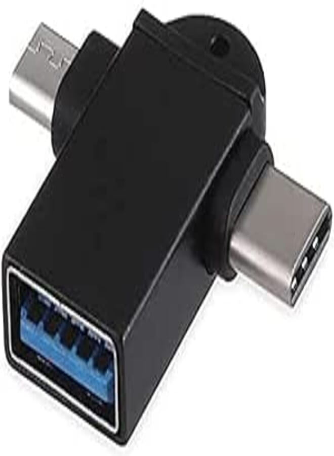 MYVN 2 in 1 Metal Type C and Micro OTG Male to USB A 3.0 Female High Speed Data Transfer for Laptop Mobiles Tablet Smartphone Type C and Micro USB Pendrive OTG Connector-(Multi-Colored)