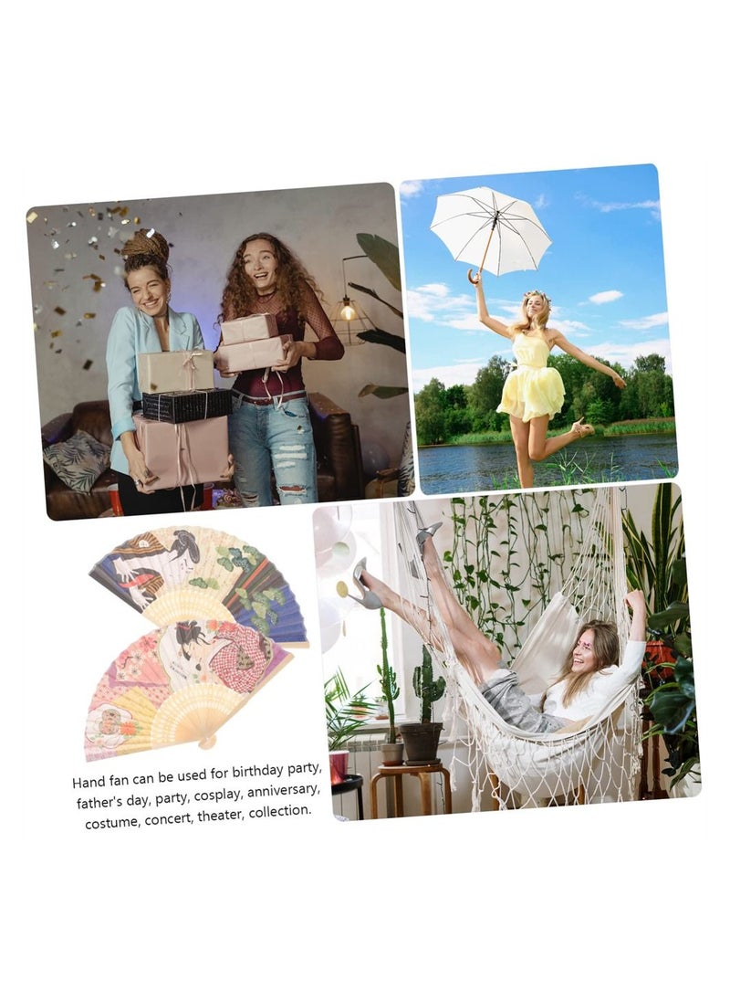 Y&D Foldable Fan, Handheld Chinese Decor Bamboo Fans, Japanese Style Fan for Men/Women with Oriental Culture, Adornment Outdoor, Club, Event, Party, Dance, Decoration (2 Pack)  - Image 2