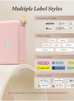 NIIMBOT D110 Label Printer Thermal Label Maker Machine with 1 Roll 15mm*30mm White Tape, Portable Mini Wireless Bluetooth Sticker Printer for Phone Easy to Use for School Office Home Organization Rechargeable Use, Mobile Phone Editable, Printable Width 10-15mm, Pink  - Image 2