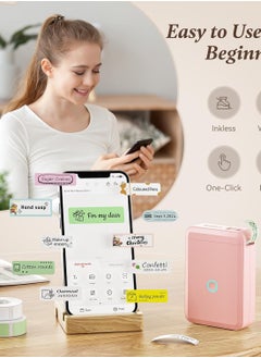 NIIMBOT D110 Label Printer Thermal Label Maker Machine with 1 Roll 15mm*30mm White Tape, Portable Mini Wireless Bluetooth Sticker Printer for Phone Easy to Use for School Office Home Organization Rechargeable Use, Mobile Phone Editable, Printable Width 10-15mm, Pink  - Image 4