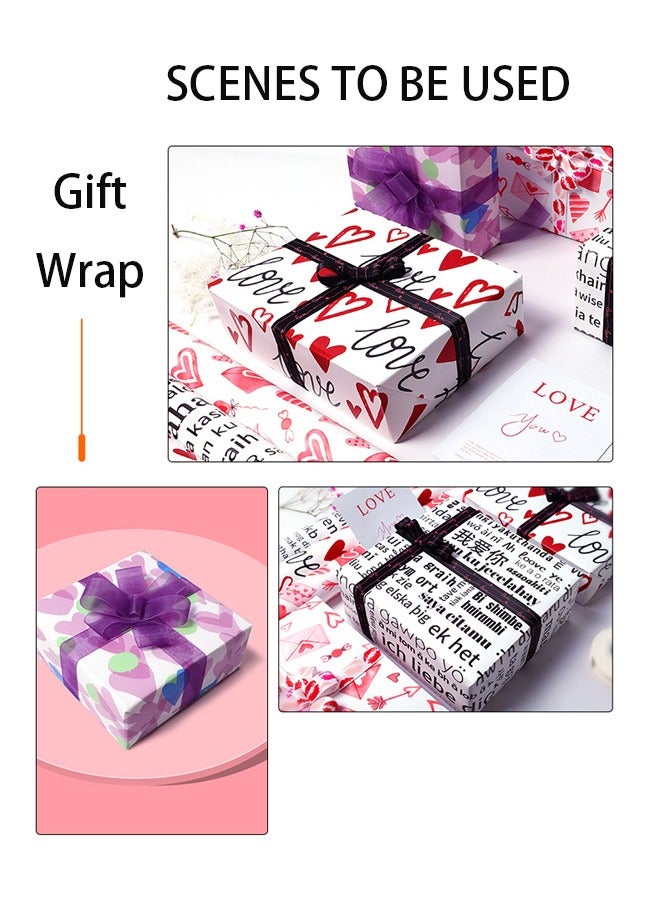 CHENYA 4 Sheets Gift Wrapping Paper Set with Couple Boyfriend and Girlfriend Series Paper for Her him Girls Boys Gift for Party Birthday, Holiday, Wedding  - Image 5
