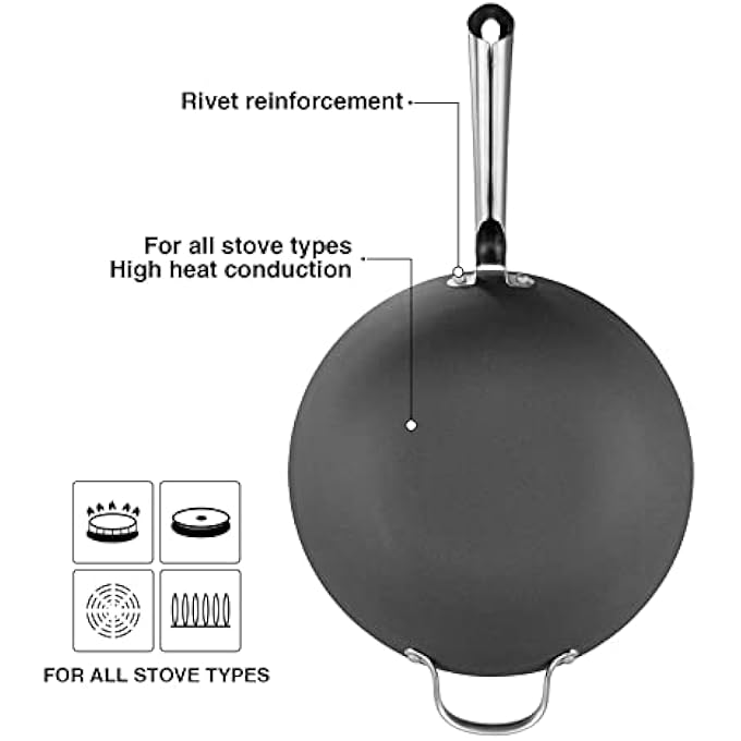 فيسمان مقلاة ووك ميليتا 30 سم مع غطاء زجاجي، مصنوعة من الحديد الزهر خفيف الوزن، وطبقة غير لاصقة، وطبقة طلاء زيلان بلس - Image 4