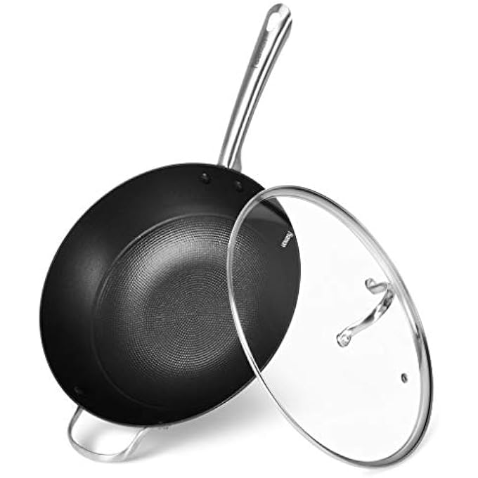 فيسمان مقلاة ووك ميليتا 30 سم مع غطاء زجاجي، مصنوعة من الحديد الزهر خفيف الوزن، وطبقة غير لاصقة، وطبقة طلاء زيلان بلس - Image 2