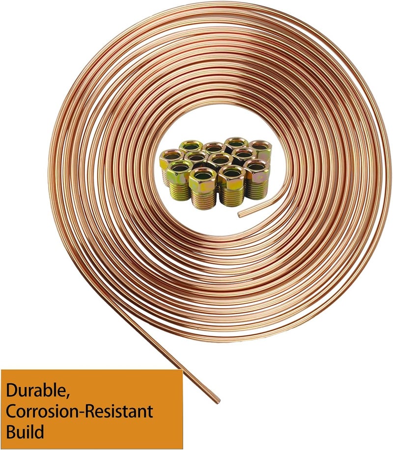 AeKeatDa 2 Sets of 50Ft Brake Line Tubing Kit 25 ft 3/16" and 25 ft 1/4" Brake Line Tubing(Includes 32Fittings) Flexible Tube Kit - Image 4