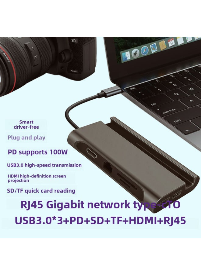 Neutral New Usbhub Multi-port Extender Sd Card Tf Card Eight-in-one Docking Station Hdmi Converter Gigabit Expansion Dock - Image 2