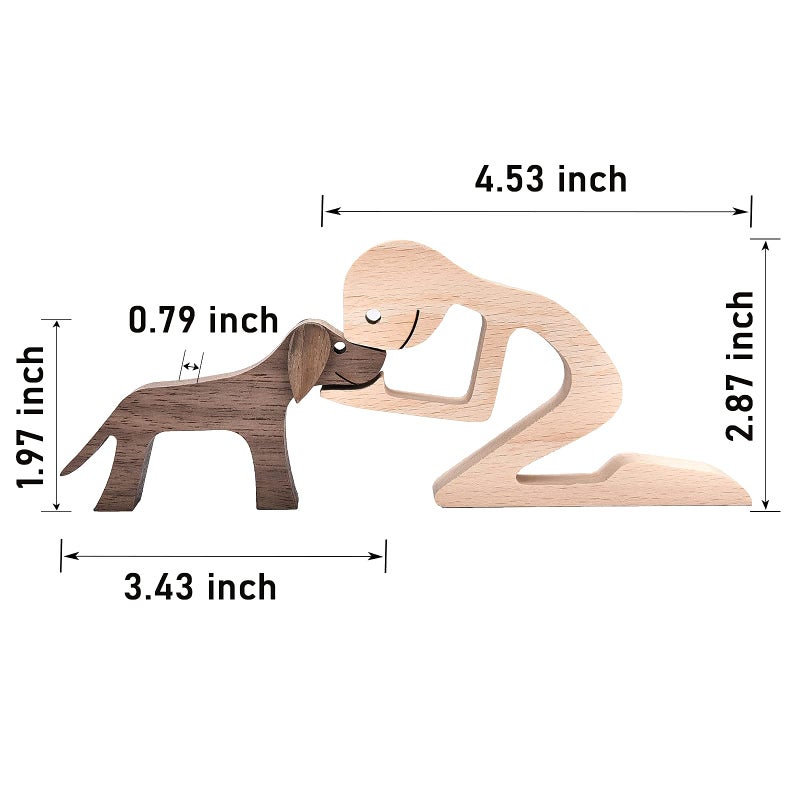 KINGNOW KINGNOW Figurines Home Decor Wooden Sculpture Men and Dog Two Piece Decor Home Gifts  - Image 5