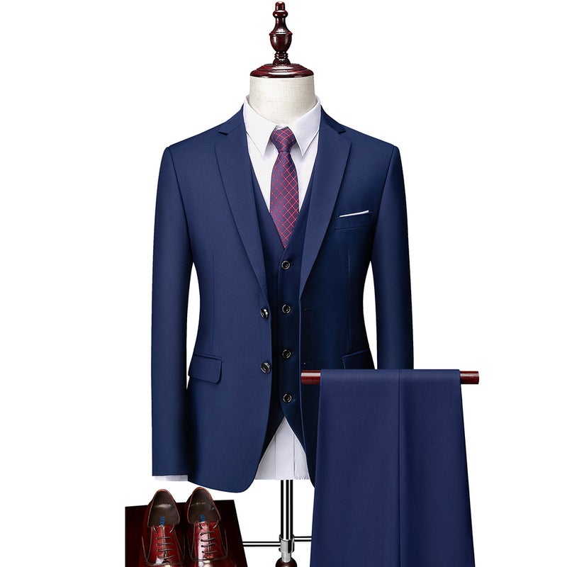 Double-Button Suit Men'S Korean-Style Slim-Fit Wedding Dress Groom Business Casual Suit Men - Image 2