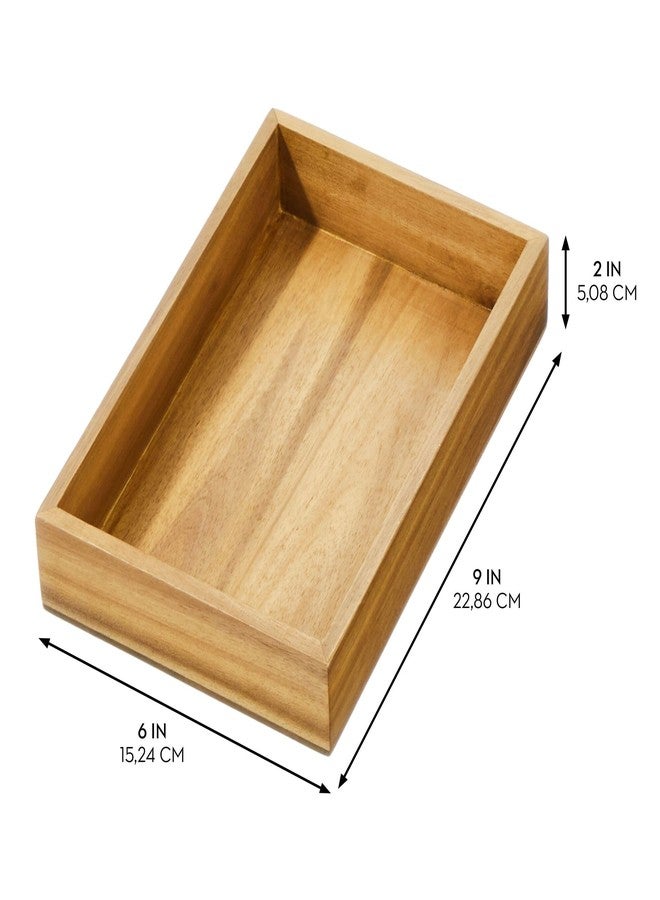 InterDesign iDesign Acacia Wood Kitchen Drawer Organizer - Set of 3 - Natural - Image 3