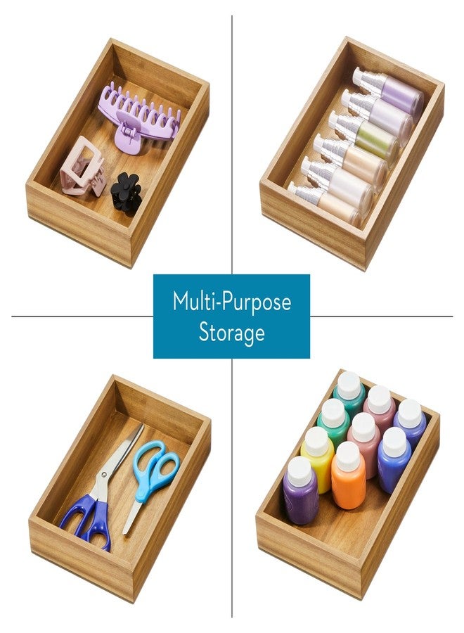 InterDesign iDesign Acacia Wood Kitchen Drawer Organizer - Set of 3 - Natural - Image 4