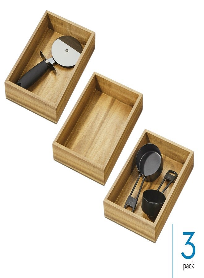 InterDesign iDesign Acacia Wood Kitchen Drawer Organizer - Set of 3 - Natural - Image 2