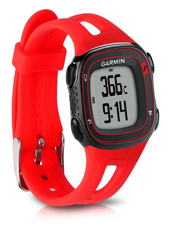 كي دابليو موبايل سوار kwmobile متوافق مع ساعة Garmin Forerunner 10/15 (مقاس L) - سوار سيليكون بديل - أحمر - Image 1