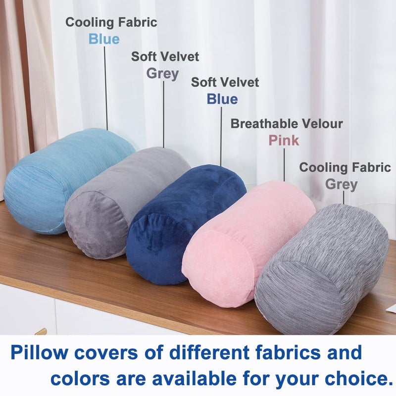 1 MIDDLE ONE Round Cylinder Bolster Pillow with Removable Cooling Cover, Tube Roll Cervical Pillow for Head, Neck, Back and Legs Support, 13"x 6", Blue - Image 5