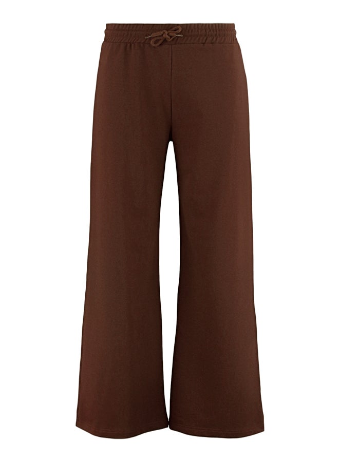 trendyol Brown Cotton Wide Leg Thin Knitted Sports Sweatpants TWOAW22EA0053 - Image 5