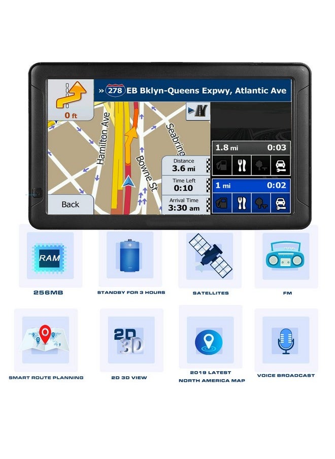 NAVRUF GPS Navigation for Car （9 Inch） Slimline Touch Screen Real Voice Direction ，USA Edition 2022 (Free Lifetime Updates) Turn-by-Turn Voice and Lane Guidance, Speed and Red Light Warning (American Brand)  - Image 3
