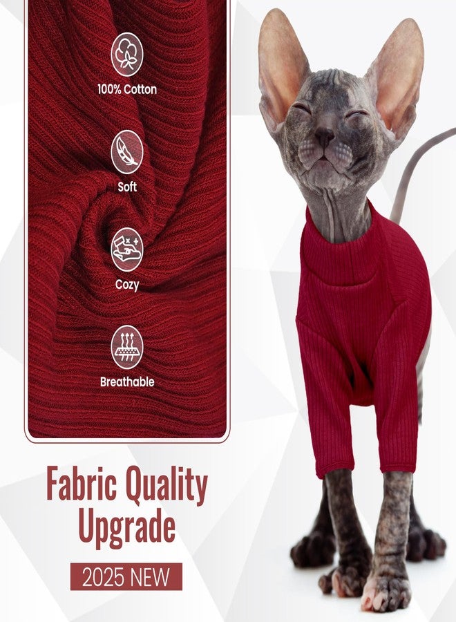 DENTRUN Sphynx Hairless Cats Shirt Pullover Kitten T-Shirts, Breathable Cat Wear Turtleneck Sweater Adorable Cat's Clothes Vest Pajamas Jumpsuit - Image 4