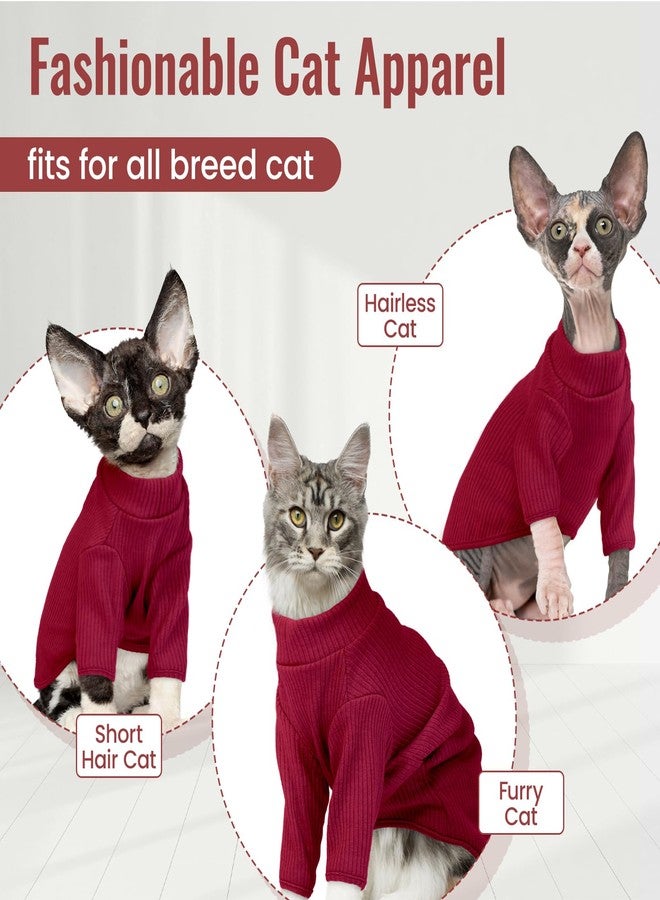 DENTRUN Sphynx Hairless Cats Shirt Pullover Kitten T-Shirts, Breathable Cat Wear Turtleneck Sweater Adorable Cat's Clothes Vest Pajamas Jumpsuit - Image 2