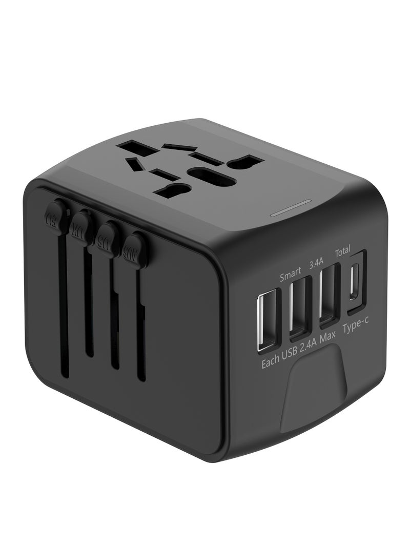 Captaintech Universal Travel Adapter with Multi-USB and Type-C Port with Overcurrent Protection - Image 2