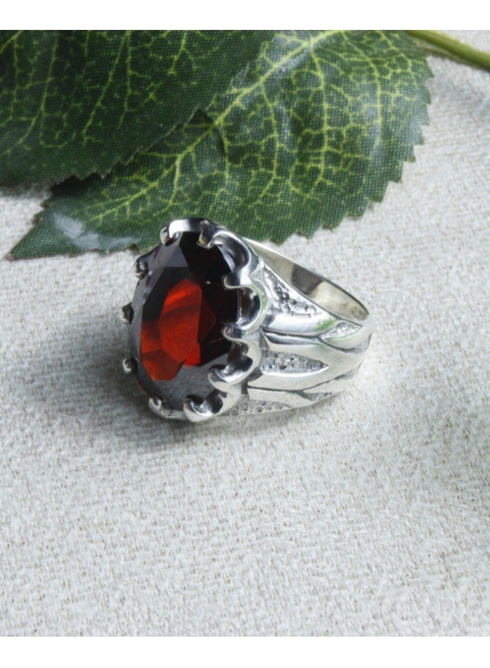 R-48 خاتم رجالي فضة عيار 925 بحجر الزيركون - Image 1