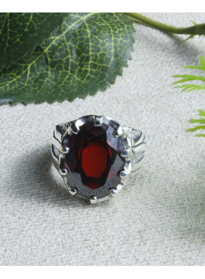 R-48 خاتم رجالي فضة عيار 925 بحجر الزيركون - Image 2