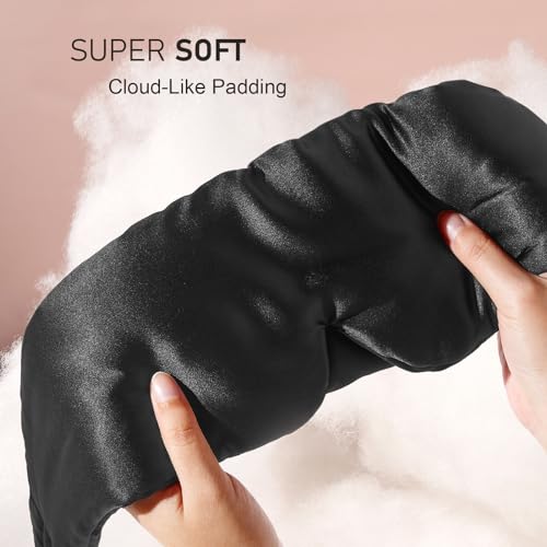 LitBear Silk Sleep Mask for Side Sleeper, Eye Mask Sleeping for Women Men 100% 22 Momme Pure Mulberry Silk, Face-Hugging Padded Eye Cover for Sleeping with Adjustable Band (Black) - Image 2