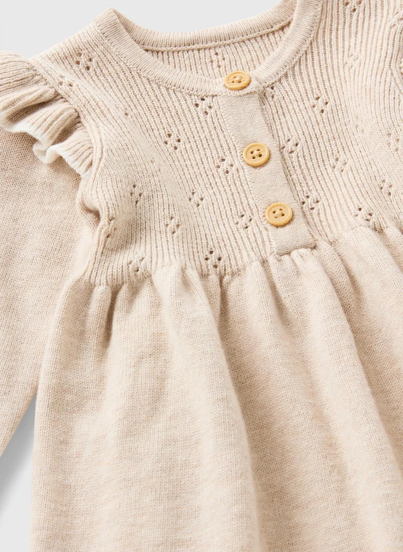 Matalan Baby Ecru Knit Dress & Tights Set