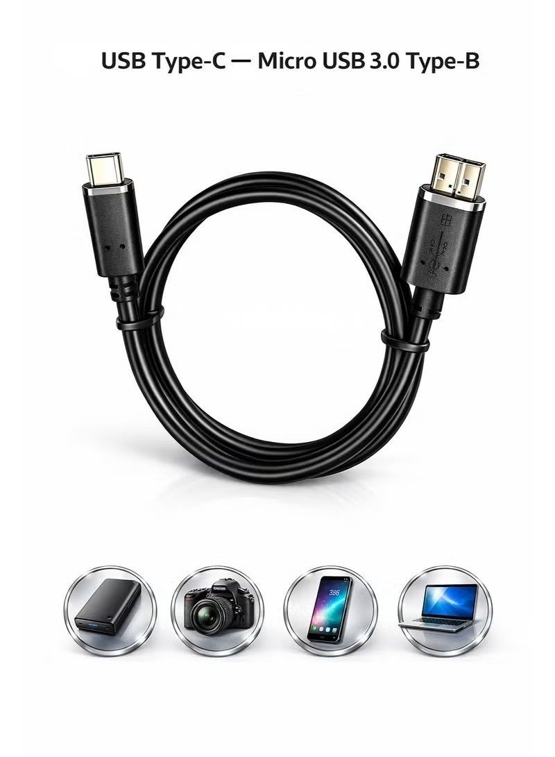 FUJISHKA USB Type-C to Micro USB 3.0 Type-B Cable 50cm – Black - Image 1