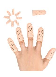 Y&D 14 Pcs Gel Finger Cots Protector Support Sleeves Great for Trigger Fingertips Protective Cushion Moisture-Wicking Beige  - Image 1