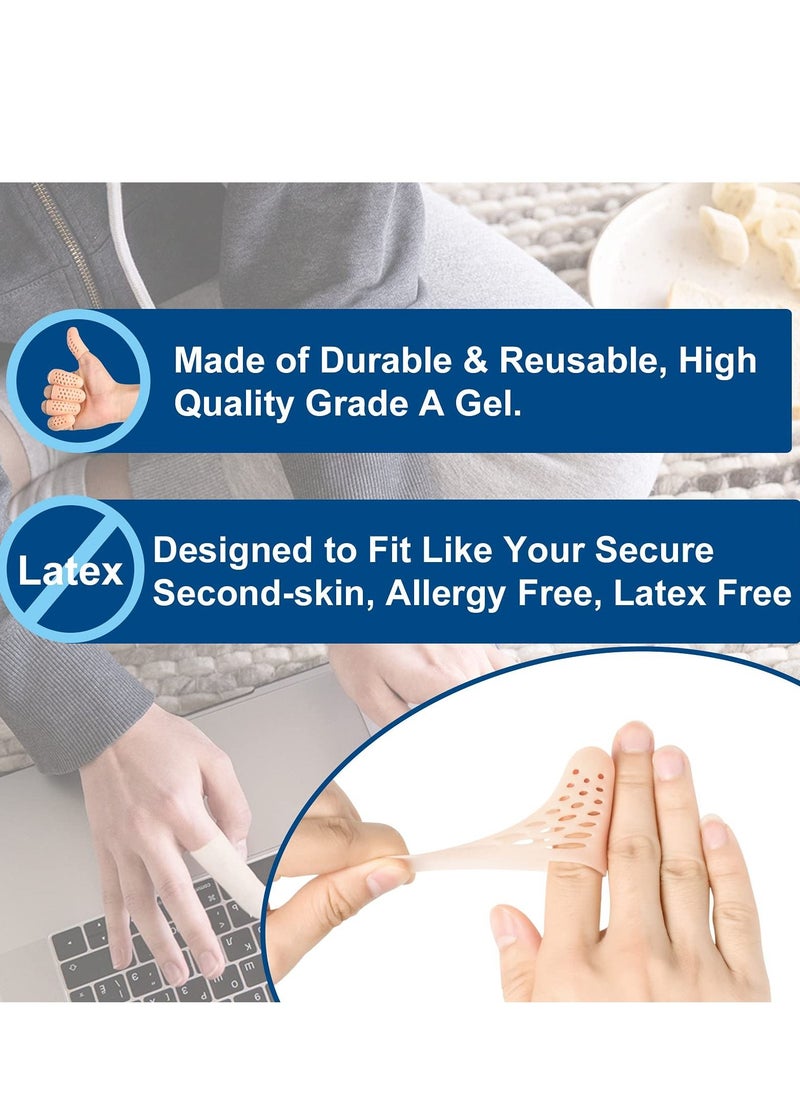 Y&D 14 Pcs Gel Finger Cots Protector Support Sleeves Great for Trigger Fingertips Protective Cushion Moisture-Wicking Beige  - Image 5