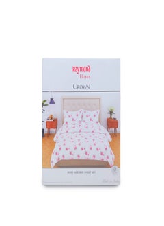 Raymond Raymond Home King Flat Sheet Bedsheet 200 Thread Count Luxirious 100% Long Staple Cotton Bedding Printed Sateen Percale Bed Linen with 2 Pillow Case - Pink (274 * 274 CM)  - Image 4