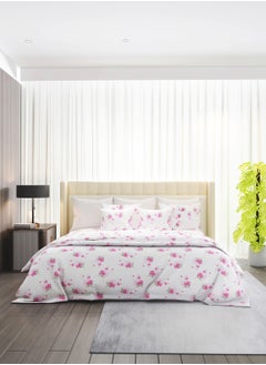 Raymond Raymond Home King Flat Sheet Bedsheet 200 Thread Count Luxirious 100% Long Staple Cotton Bedding Printed Sateen Percale Bed Linen with 2 Pillow Case - Pink (274 * 274 CM)  - Image 2