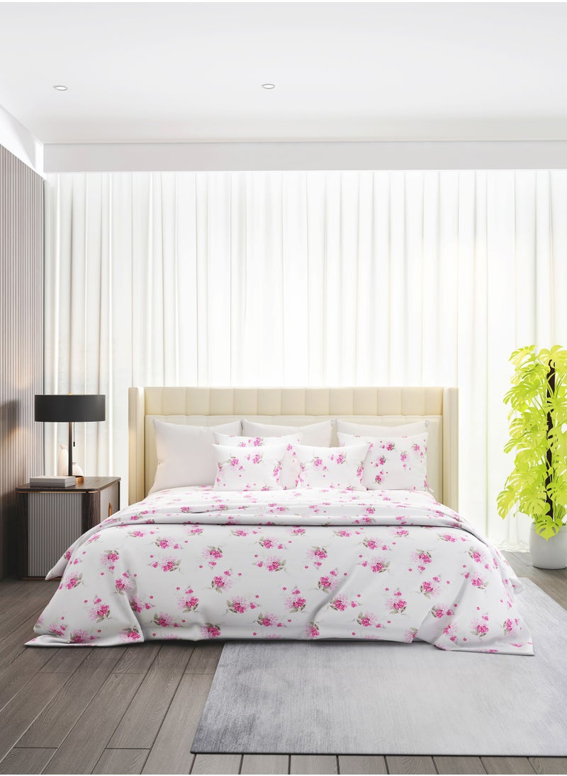 Raymond Raymond Home King Flat Sheet Bedsheet 200 Thread Count Luxirious 100% Long Staple Cotton Bedding Printed Sateen Percale Bed Linen with 2 Pillow Case - Pink (274 * 274 CM)  - Image 2
