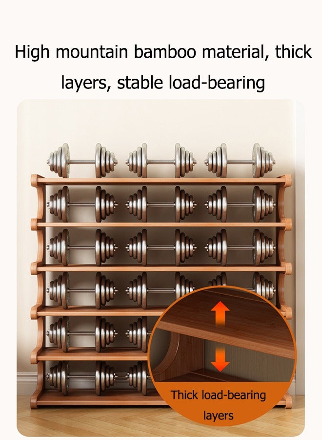 موندا رف أحذية من الخيزران الطبيعي مكون من 6 طبقات، رف أحذية بمقبض محمول يوفر المساحة، منظم تخزين خشبي قائم بذاته للمدخل وغرفة المعيشة وغرفة النوم - Image 5