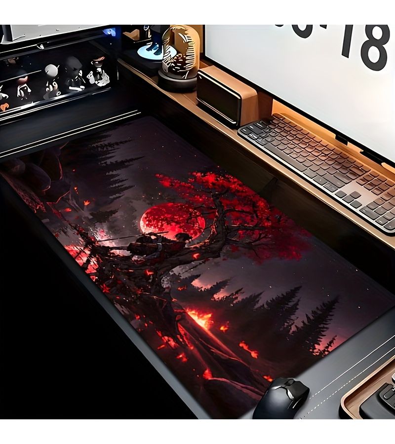 Fantasy Gaming Desk Mat Large 30x60cm Non Slip Mouse Pad Red Maple Tree Design - Image 1