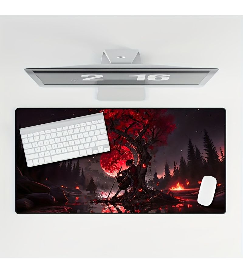 Fantasy Gaming Desk Mat Large 30x60cm Non Slip Mouse Pad Red Maple Tree Design - Image 3