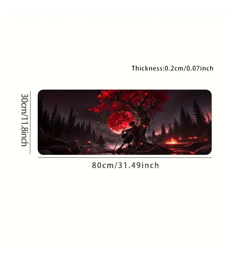Fantasy Gaming Desk Mat Large 30x60cm Non Slip Mouse Pad Red Maple Tree Design - Image 4