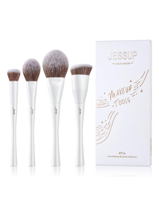 Jessup Make up Brushes 4pcs Face Makeup Brushes Set for Foundation Concealer Blush Contour Powder Highlighter, Pearl White T344 - Image 1
