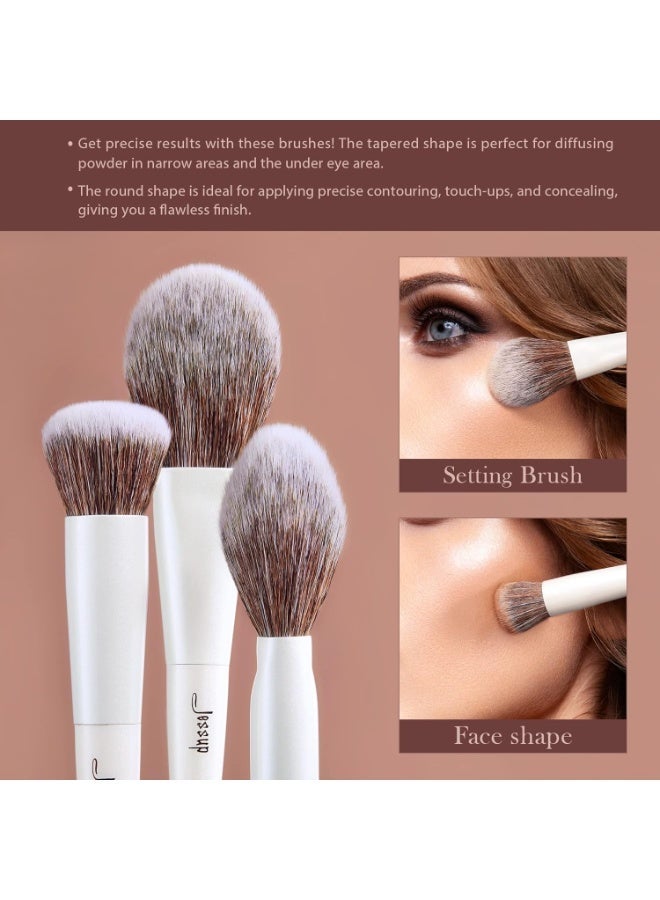 Jessup Make up Brushes 4pcs Face Makeup Brushes Set for Foundation Concealer Blush Contour Powder Highlighter, Pearl White T344 - Image 5
