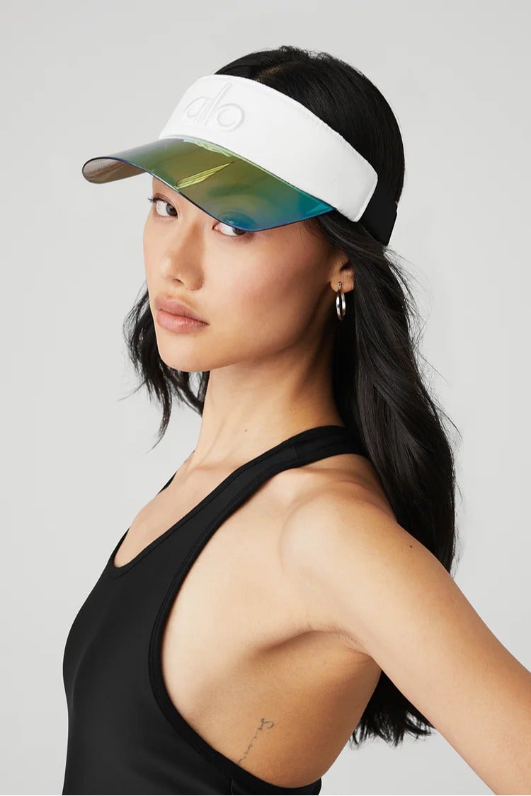 alo Women's Embroidered Sun Sports Visor Caps Empty Top Adjustable Ball Caps - Image 4