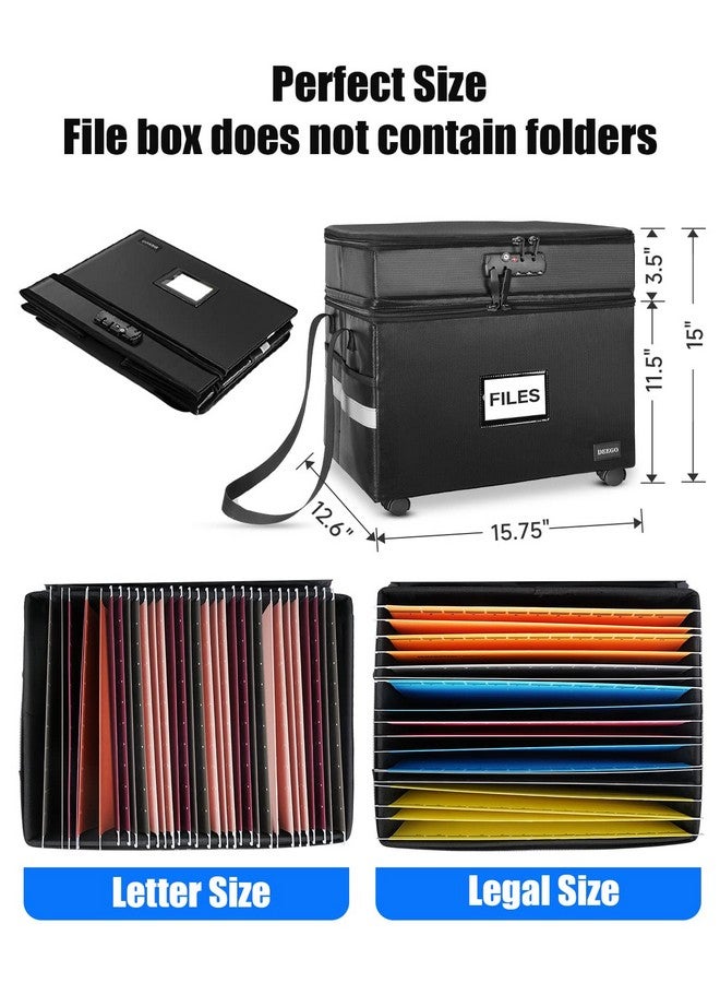 DEEGO Rolling File Box Fireproof Document Box With Wheels Multilayer Waterresistant File Organizer Portable File Cabinet Document Safe Filing Box For Home Office For Hanging Letter/Legal Folder - Image 5