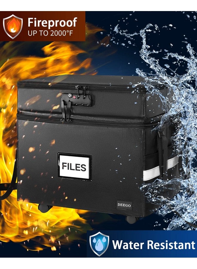 DEEGO Rolling File Box Fireproof Document Box With Wheels Multilayer Waterresistant File Organizer Portable File Cabinet Document Safe Filing Box For Home Office For Hanging Letter/Legal Folder - Image 3